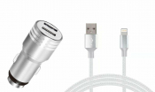 Automobilinis 2xUSB įkroviklis + laidas U...